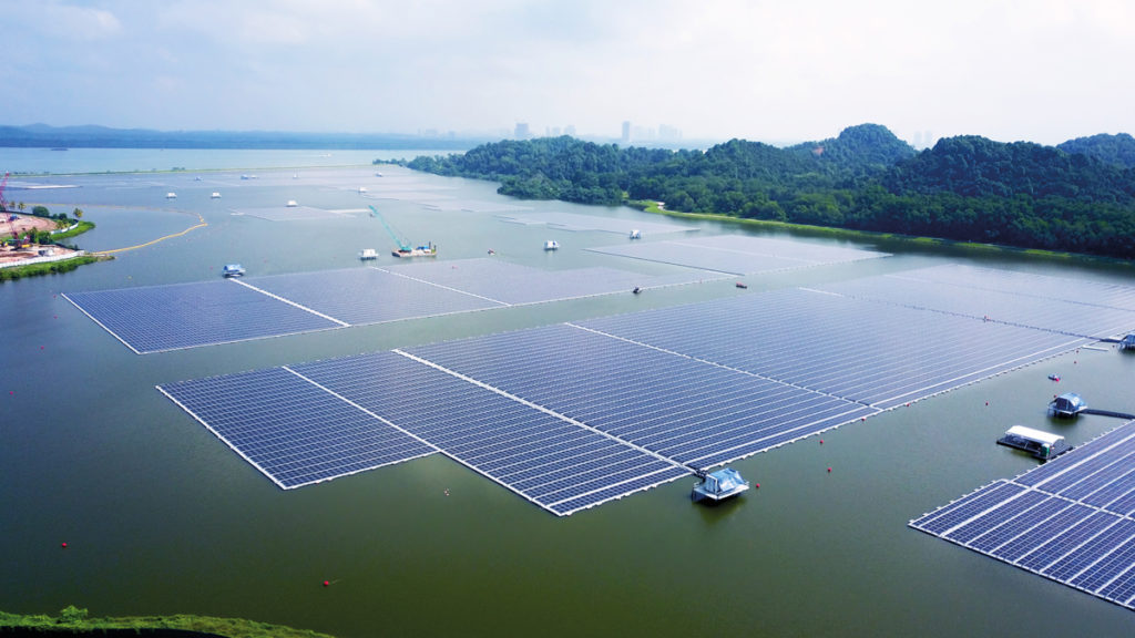 Aerial View of the Sembcorp Tengeh Floating Solar Farm